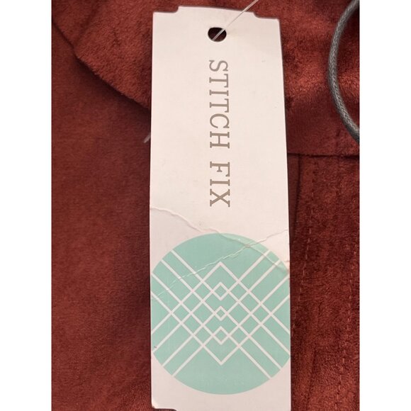 Market & Spruce Womens Rust Faux Suede Waterfall Open Front Jacket With Zipper P - Picture 6 of 9